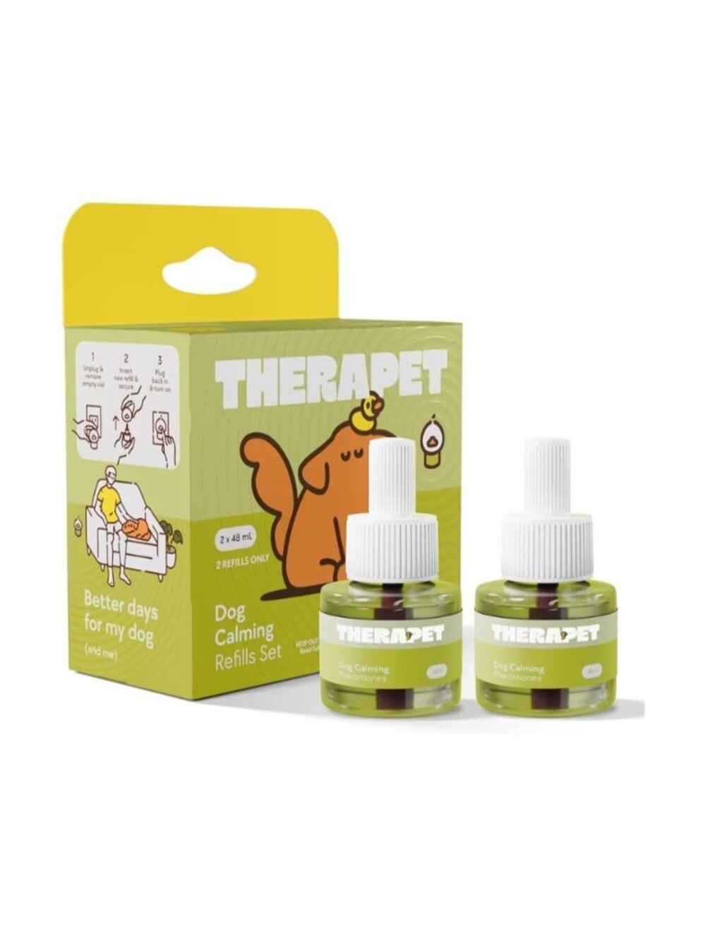 TheraPet Dog Calming Diffuser Refill Kit 2-Pack 60-Day Supply Pheromone Refills